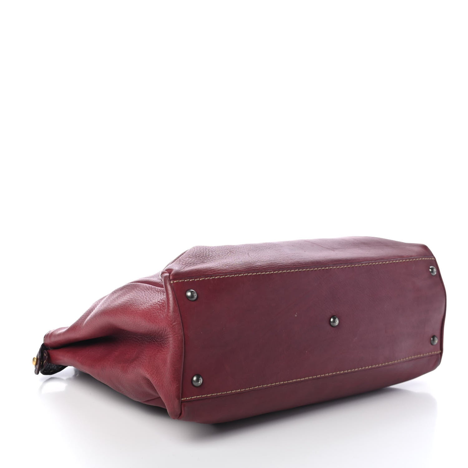 Fendi Vitello Saddle Cuoio Romano Selleria Large Peekaboo Iconic Satchel Ciliegia 3 of 4