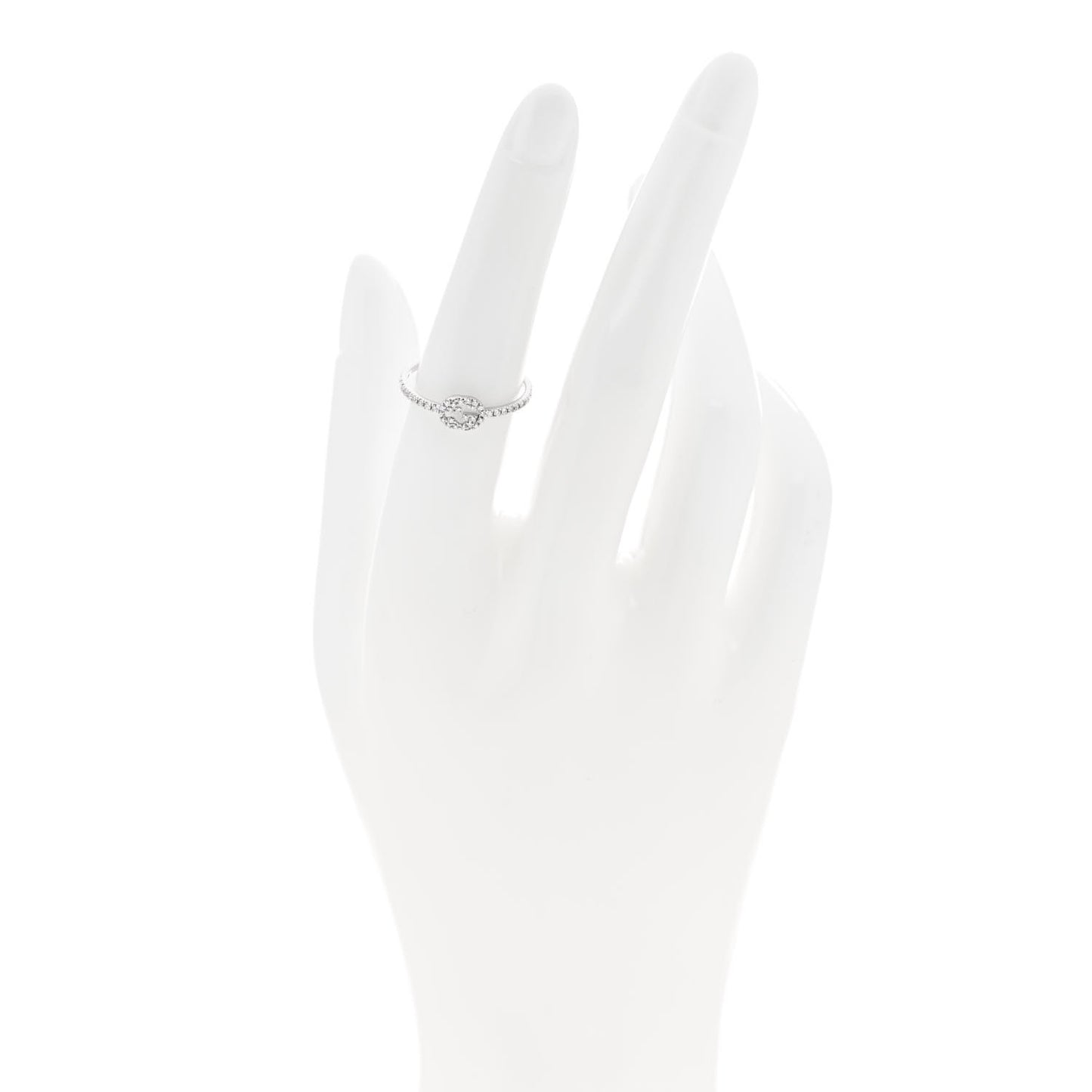 18K White Gold Diamond Interlocking G Ring 53 6.25