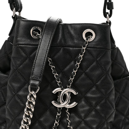 Chanel Lambskin Quilted CC Chain Bucket Bag Black Black 8 of 14