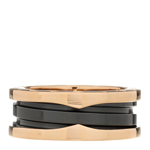18K Rose Gold Black Ceramic B.Zero1 Two-Band Ring 53 6.25