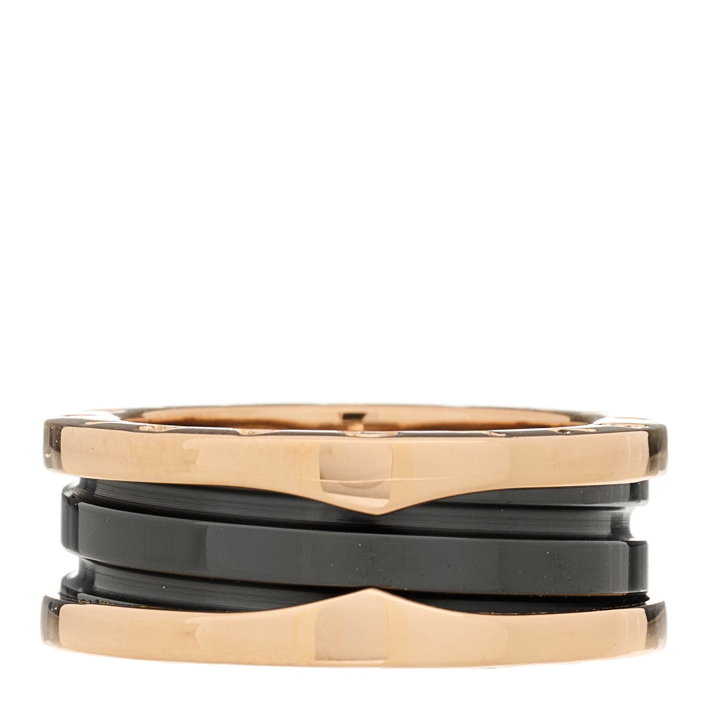 Bulgari 18K Rose Gold Black Ceramic B.Zero1 Two-Band Ring 53 6.25 1 of 8