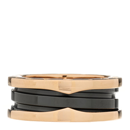 Bulgari 18K Rose Gold Black Ceramic B.Zero1 Two-Band Ring 53 6.25 1 of 8