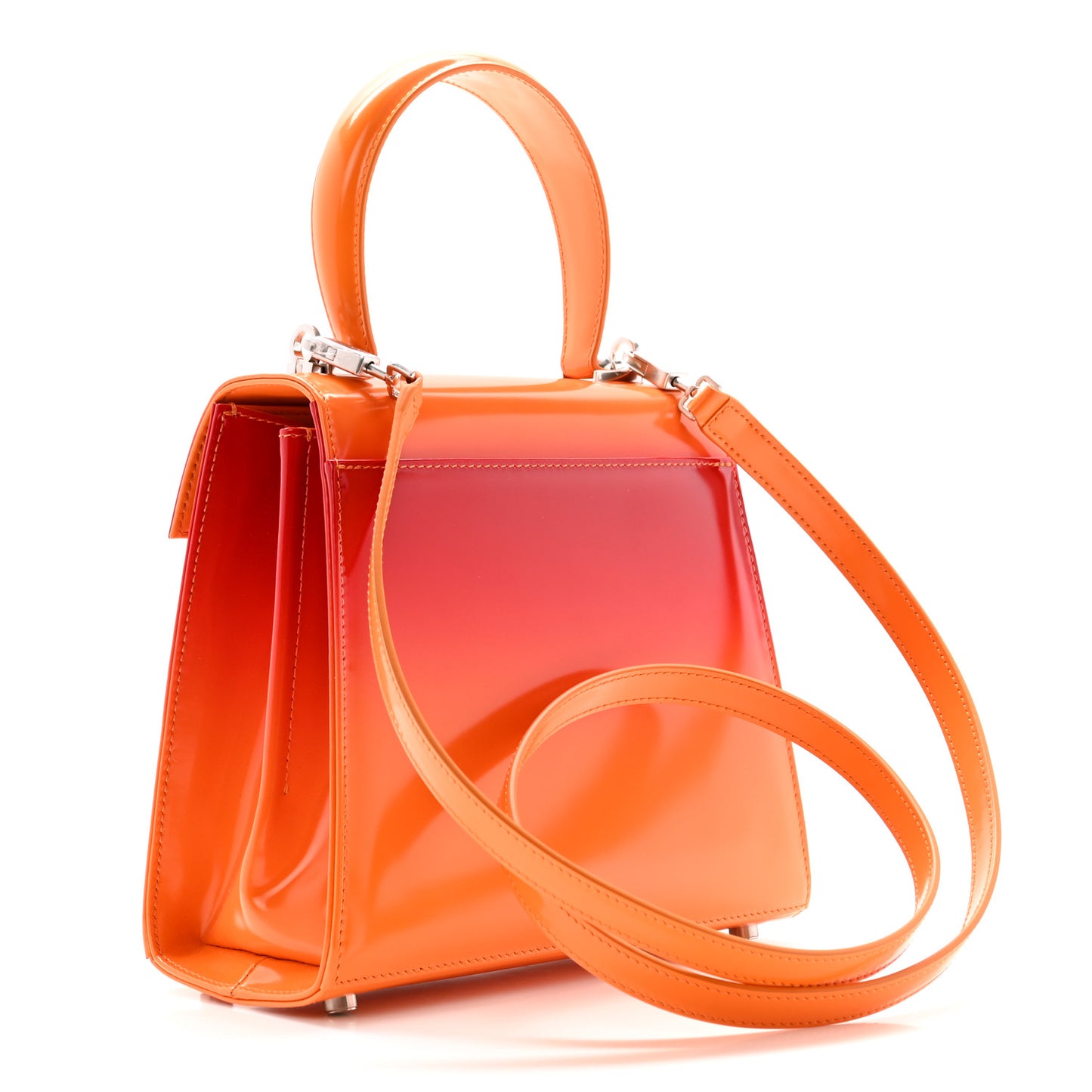 Brushed Calfskin Airbrush Small Iconic Top Handle Bag Orange Multicolor