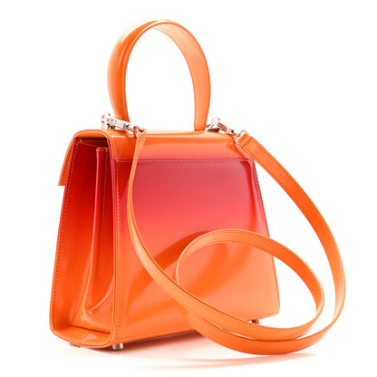 Salvatore Ferragamo Brushed Calfskin Airbrush Small Iconic Top Handle Bag Orange Multicolor 3 of 10