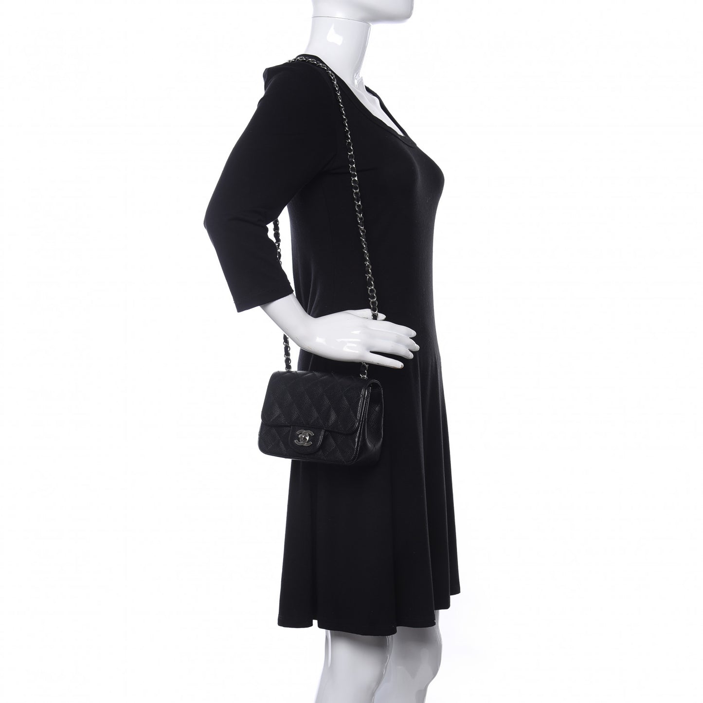 Caviar Quilted Mini Square Flap Black