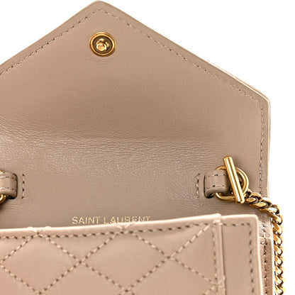 Saint Laurent Lambskin Quilted Monogram Micro Gaby Crossbody Bag Beige 13 of 18