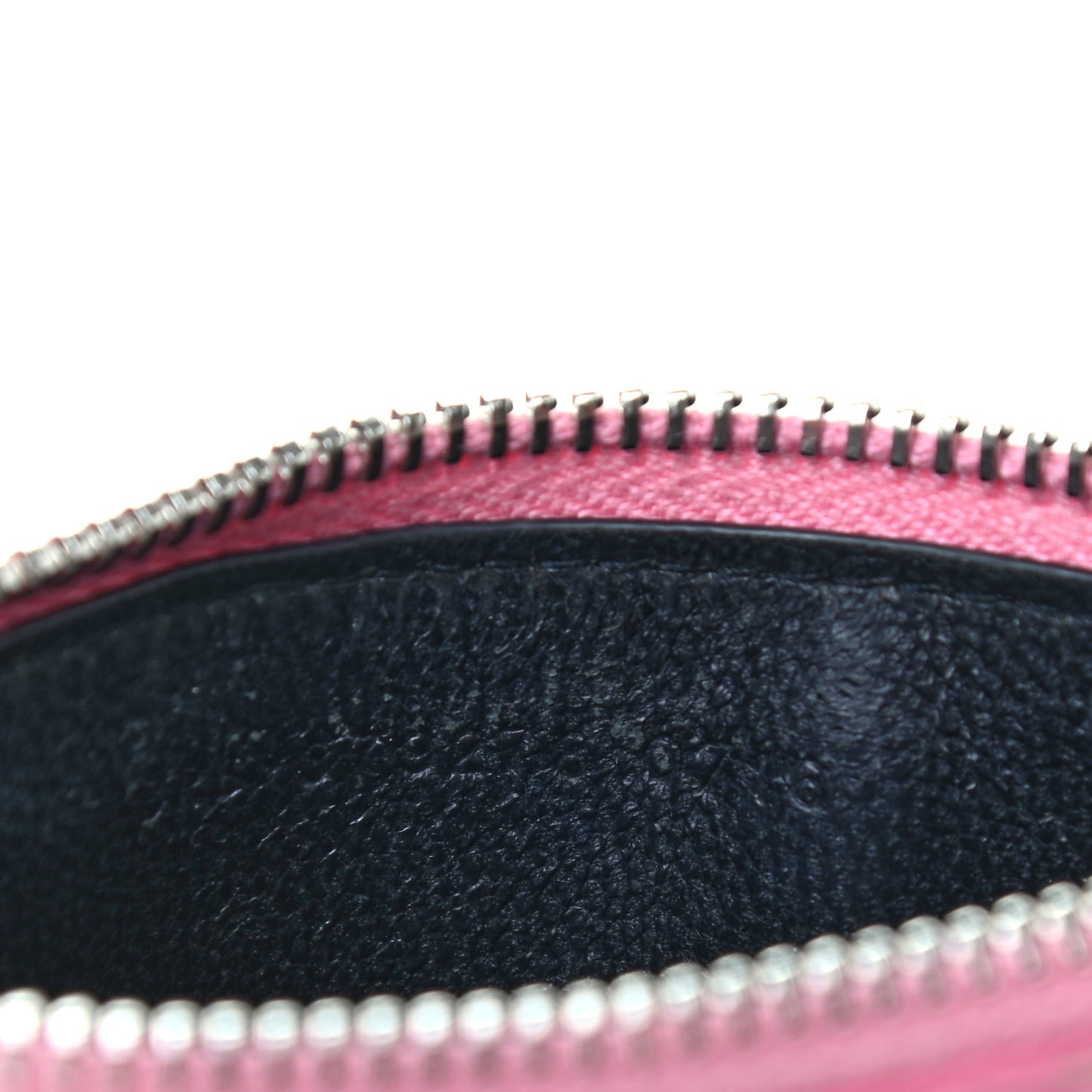 Grained Calfskin 5 Fragments Zip Pouch Card Holder Indian Pink
