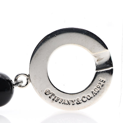 Tiffany Sterling Silver Black Onyx Bead Toggle Necklace 5 of 7