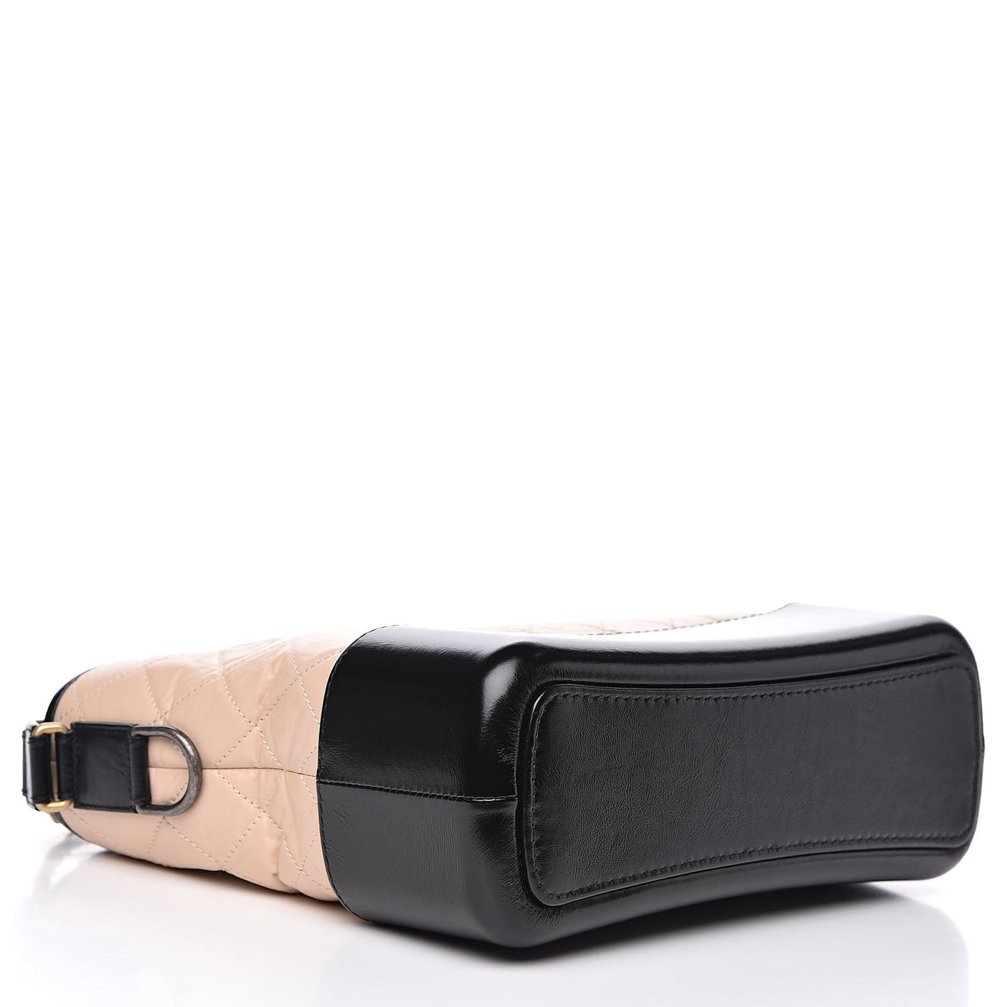 Aged Calfskin Quilted Medium Gabrielle Hobo Beige Black