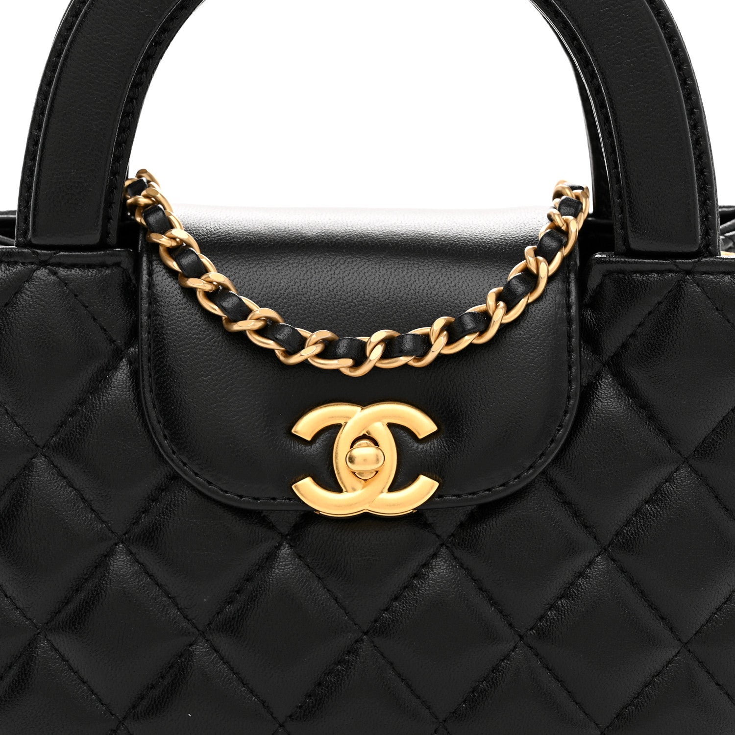 Chanel Shiny Aged Calfskin Quilted Nano Kelly Shopper Black 8 of 10