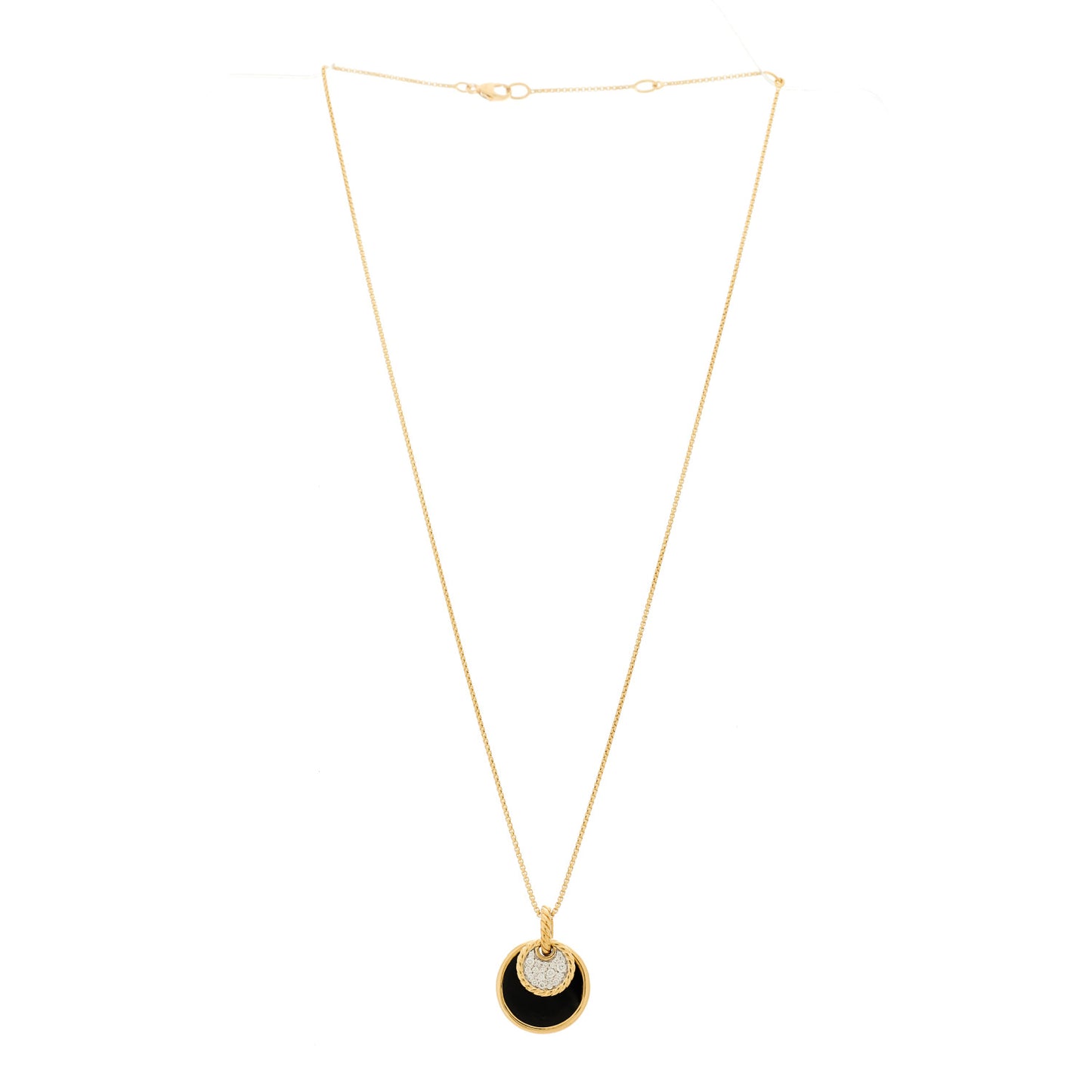 18K Yellow Gold Diamond Black Onyx Mother of Pearl 21.5mm Reversible Elements Necklace