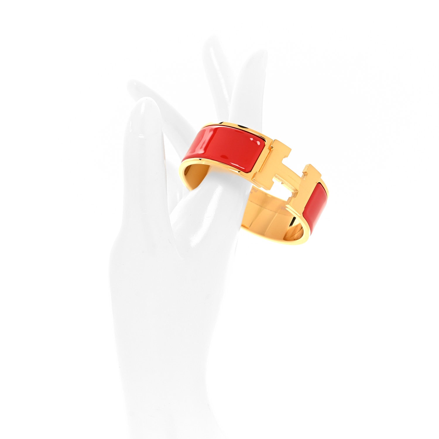Hermes Enamel Wide Clic Clac H Bracelet PM Rouge Vif 2 of 5