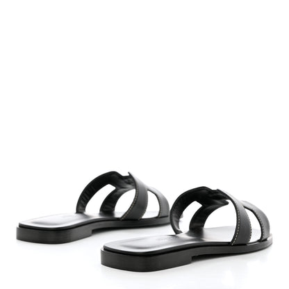 Hermes Box Calfskin Oran Sandals 36 Black 4 of 9