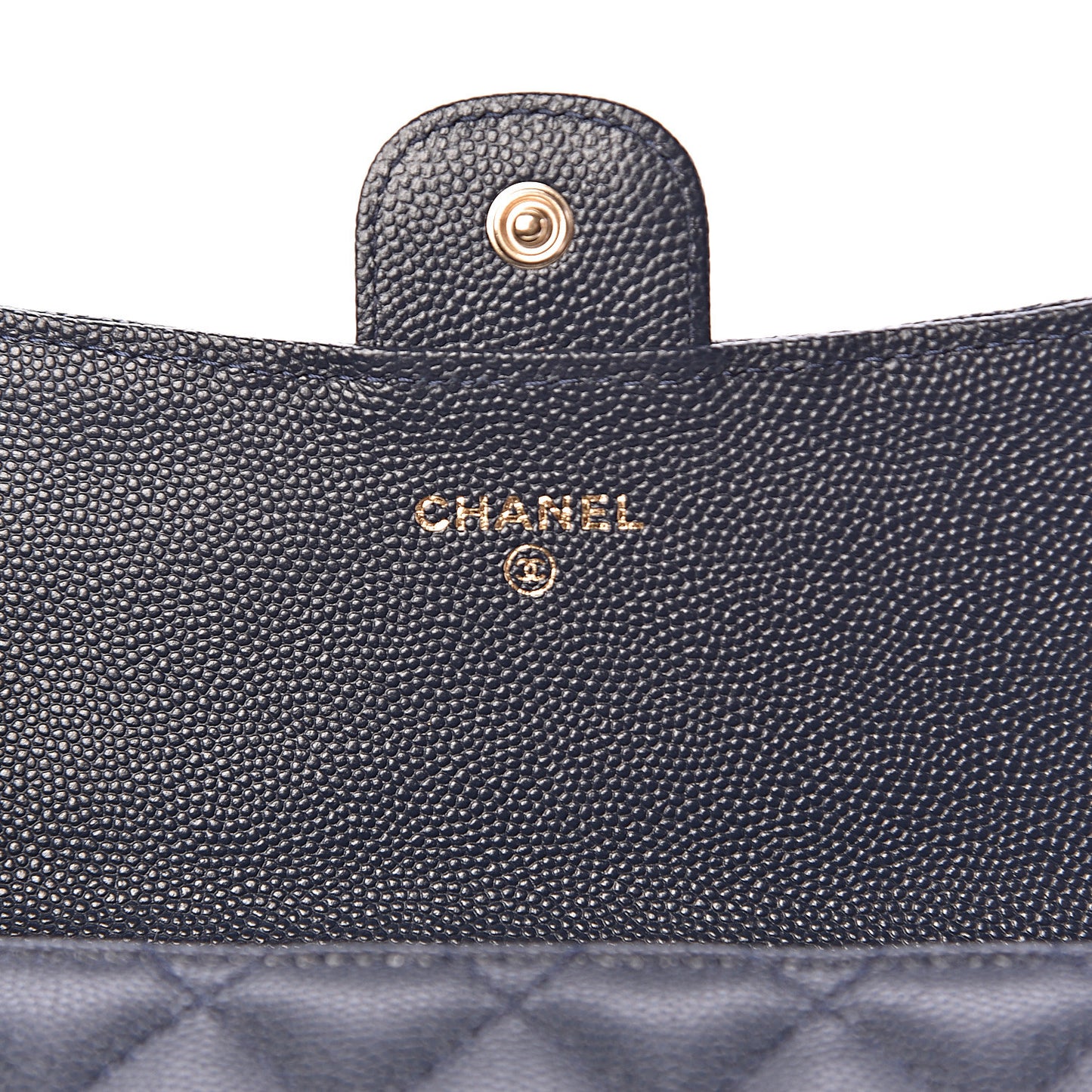Caviar Quilted Medium Flap Wallet Navy