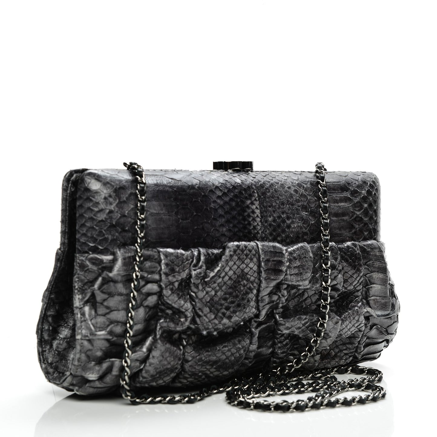 Python Chain Clutch Dark Silver