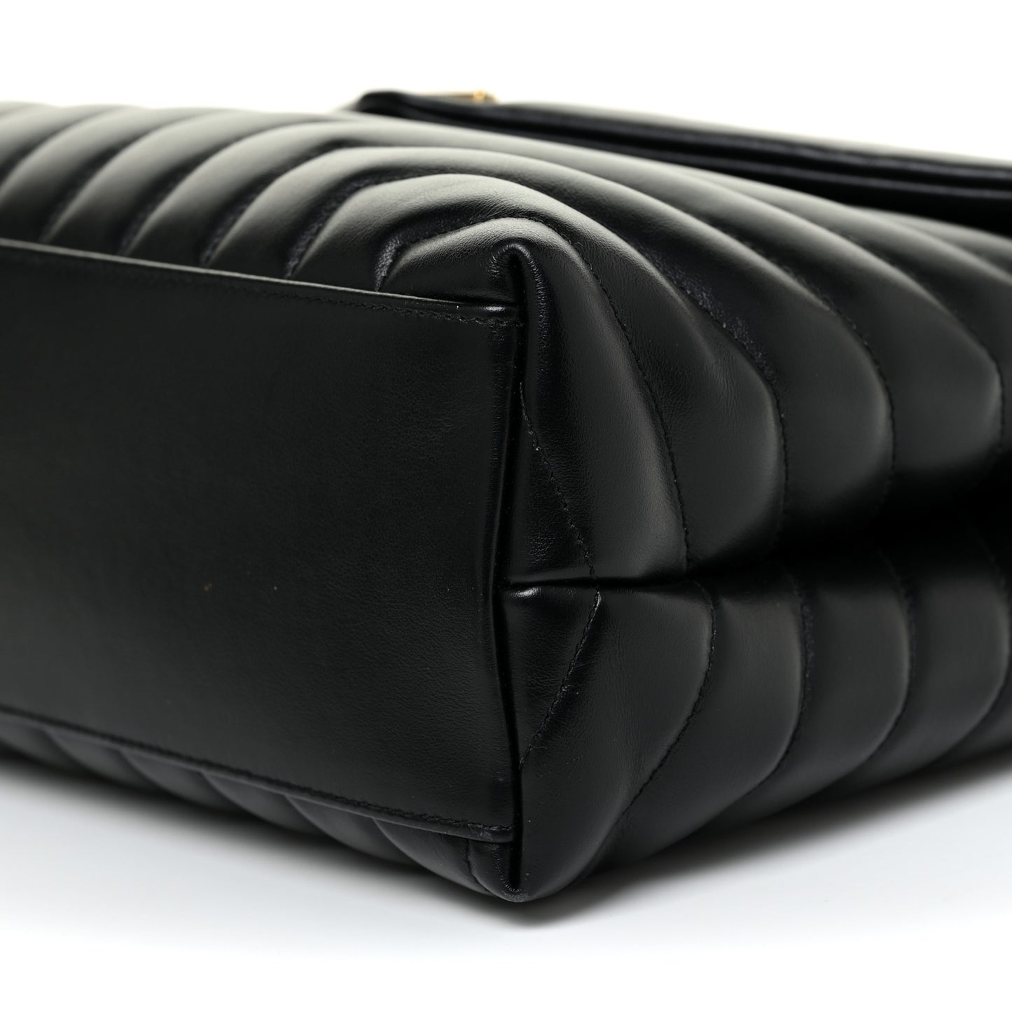 Calfskin Y Quilted Monogram Medium Loulou Chain Satchel Black
