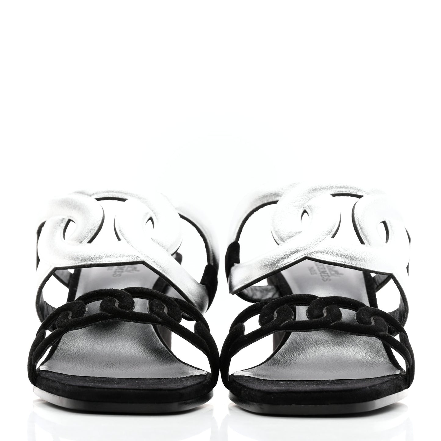 Metallic Nappa Suede Goatskin Figari 55 Sandals 38 Black Argent