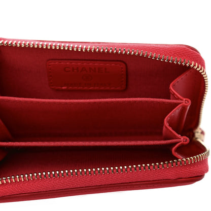 Chanel Caviar Quilted Filigree Zip Around Coin Purse Red 4 of 4