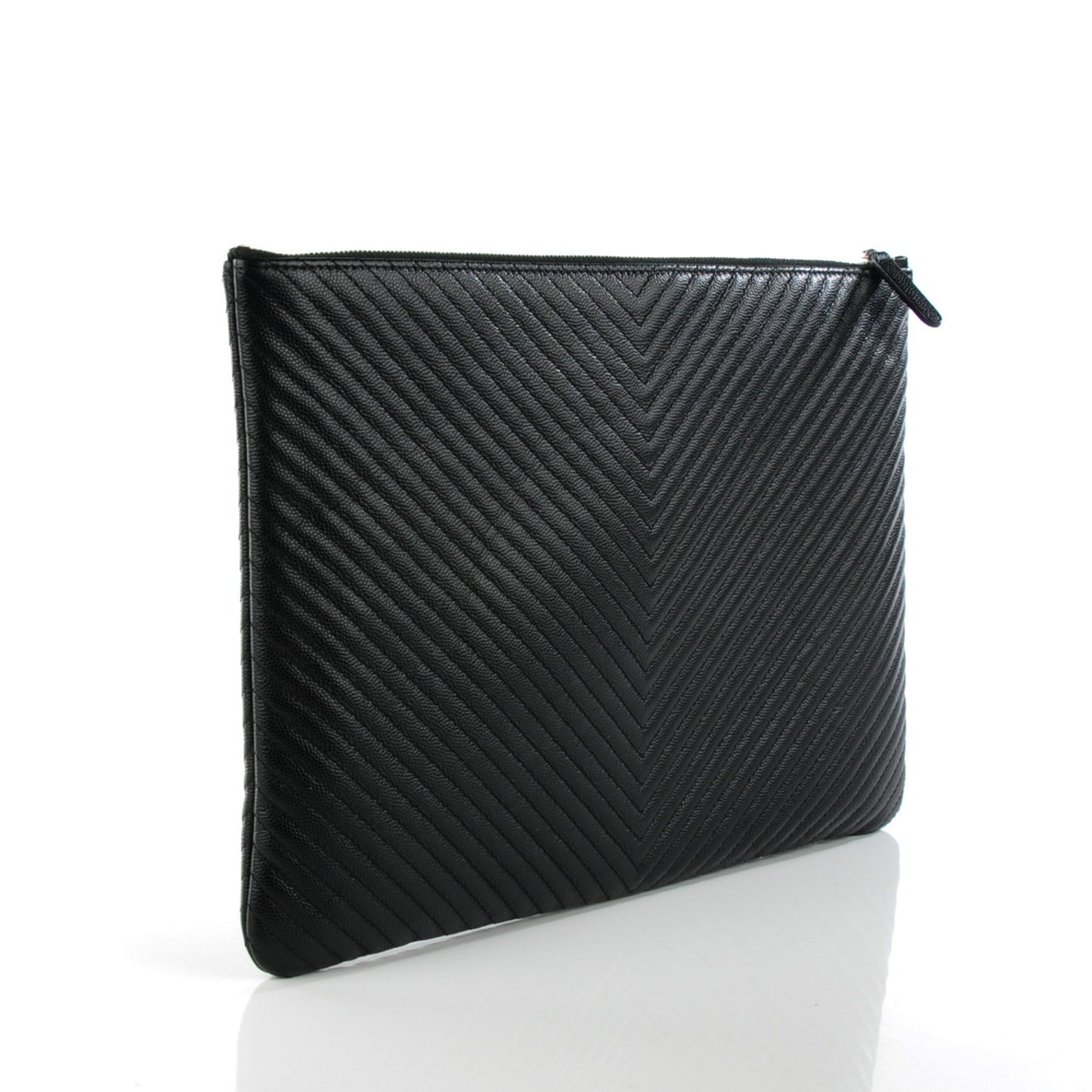 Caviar Chevron Large Cosmetic Case Black
