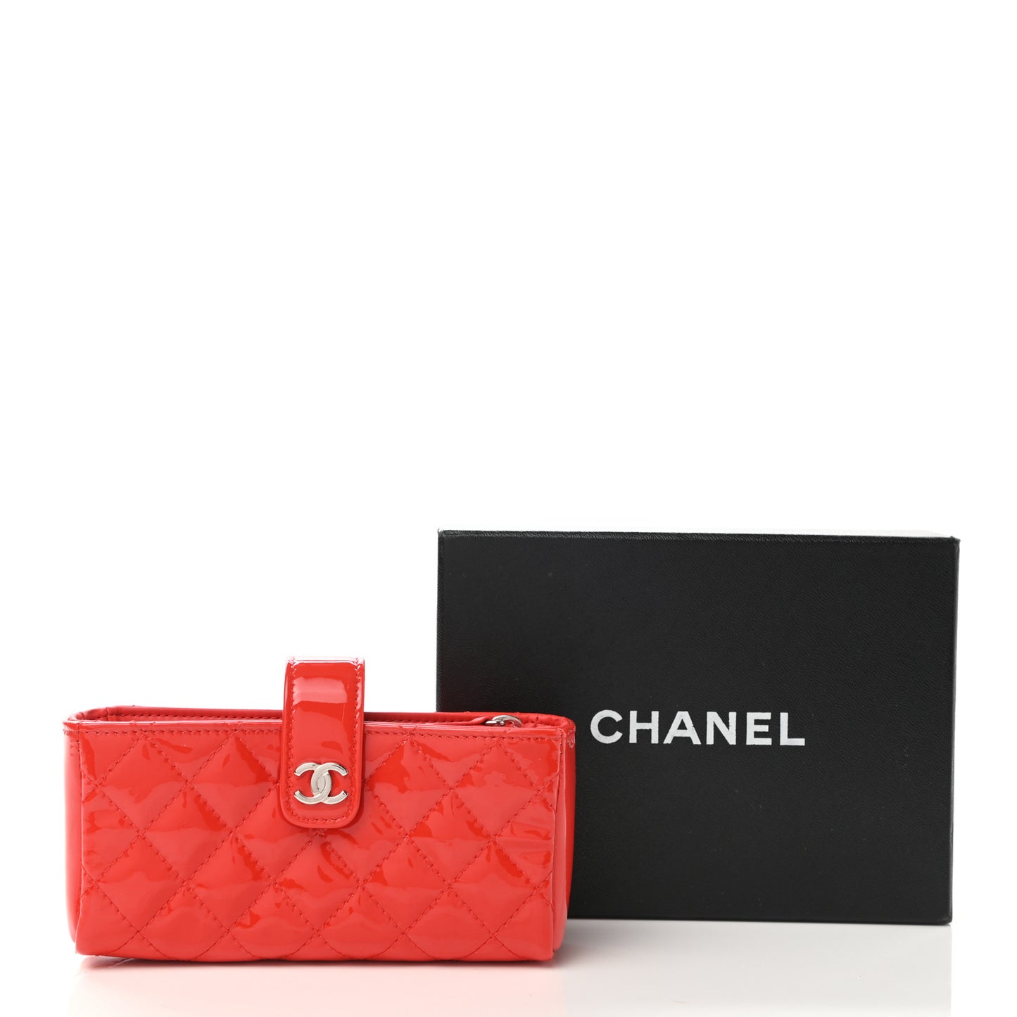 Patent Quilted Mini Phone Holder Clutch Red