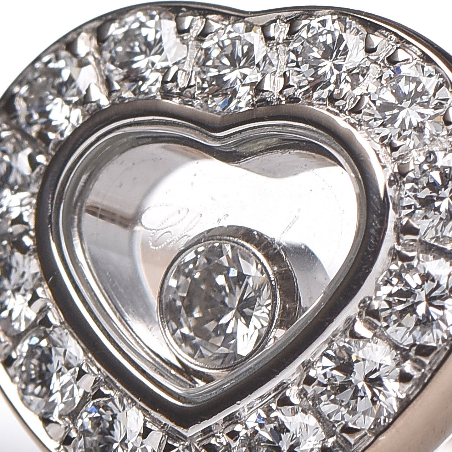 18K White Gold Diamond Happy Diamonds Heart Ring 50 5.25