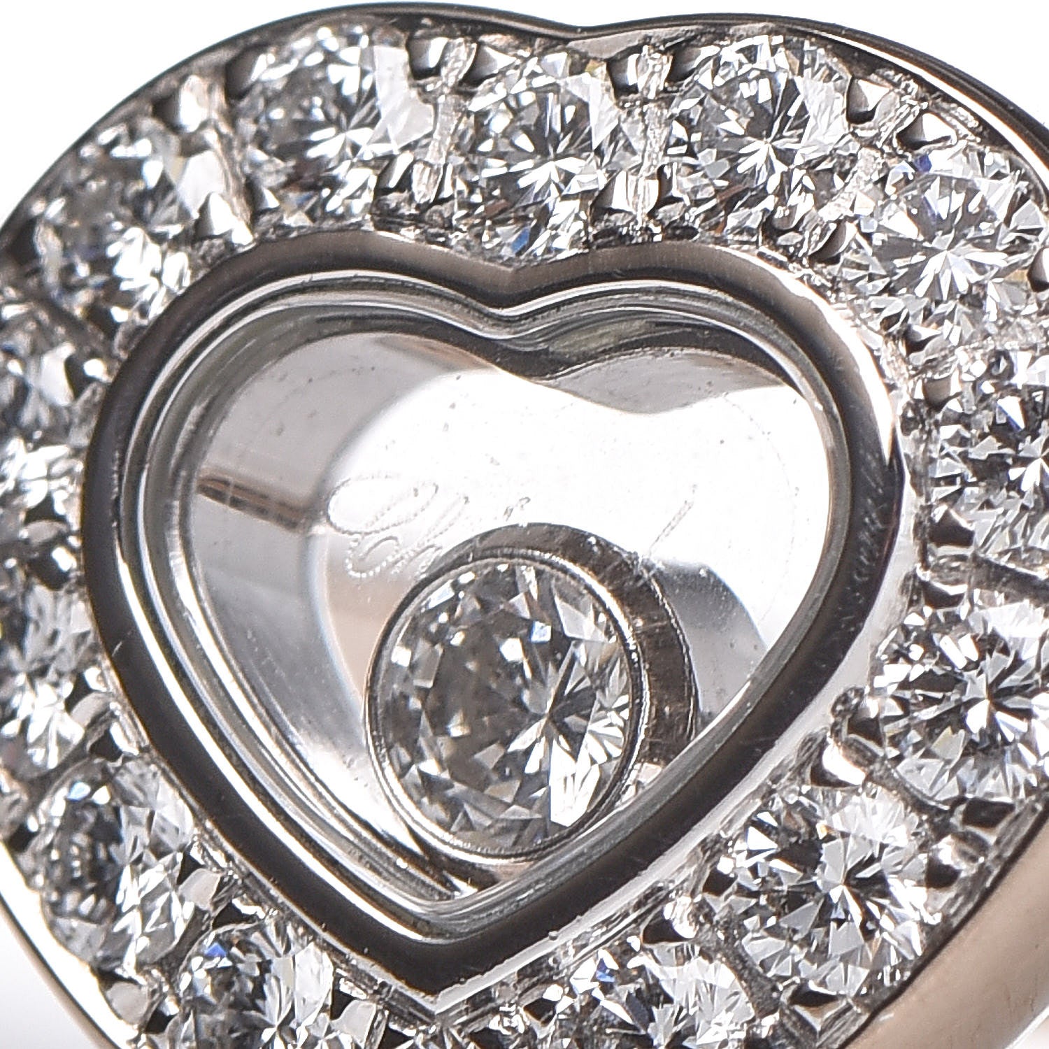Chopard 18K White Gold Diamond Happy Diamonds Heart Ring 50 5.25 5 of 5