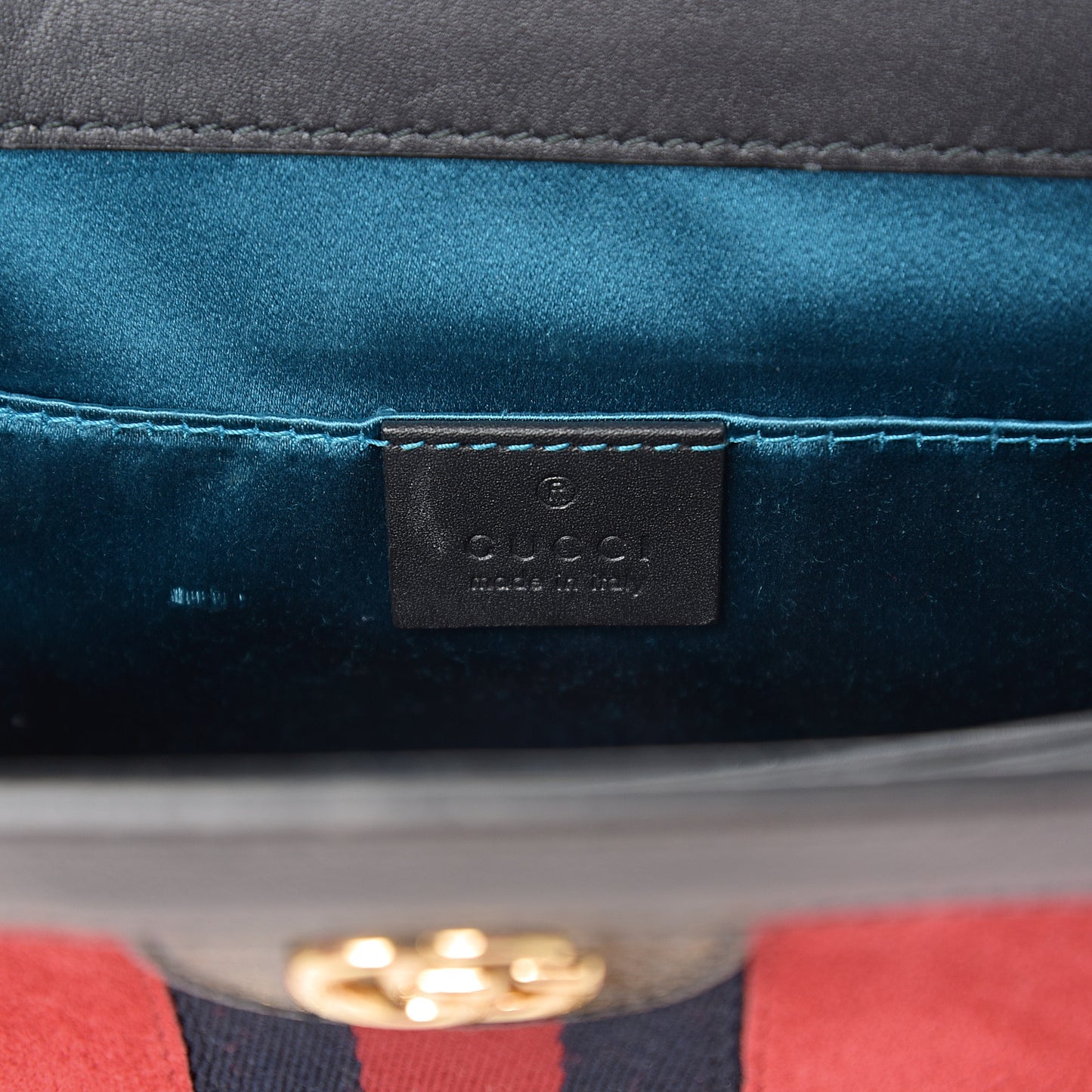 Suede Patent Web Small Ophidia Chain Shoulder Bag Hibiscus Red Black
