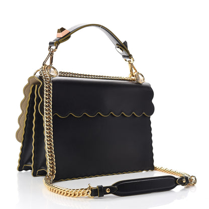 Fendi Vitello Liberty Scalloped Studded Kan I Shoulder Bag Black 3 of 10