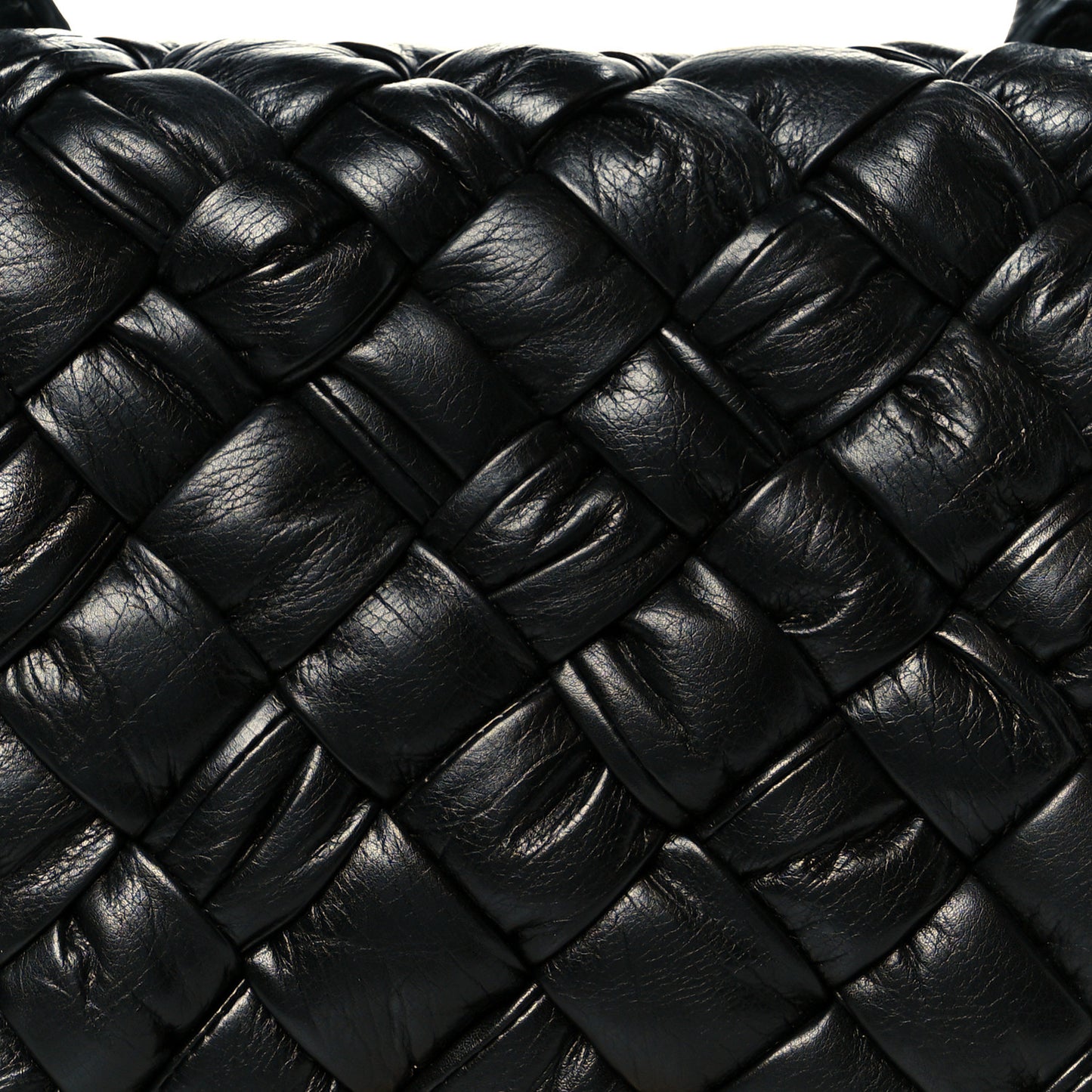 Calfskin Intreccio Rumple Desiree Shoulder Bag Black