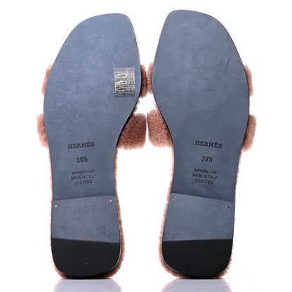 Hermes Woolskin Oran Sandals 39.5 Rose Aube 5 of 8