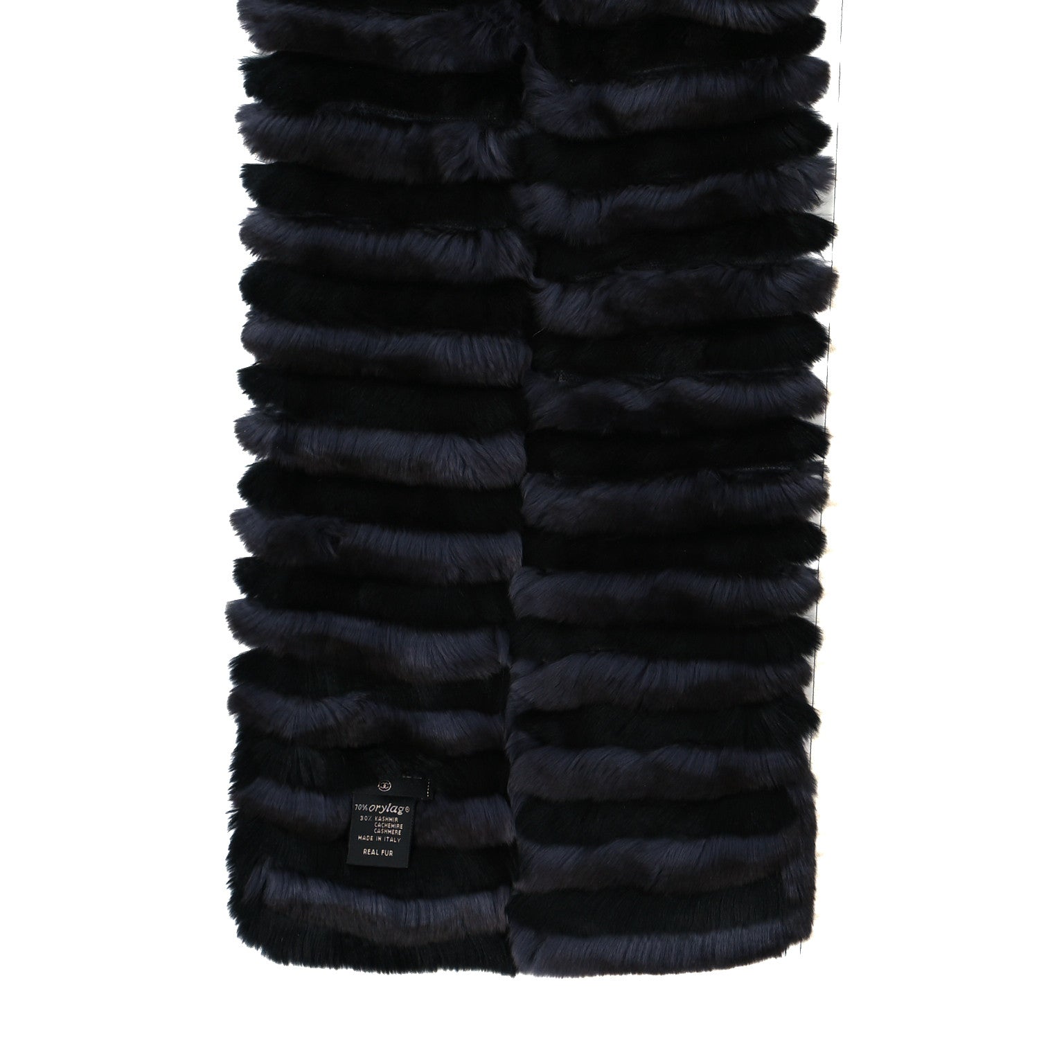Chanel Orylag Rabbit Fur CC Scarf Black Grey 2 of 3