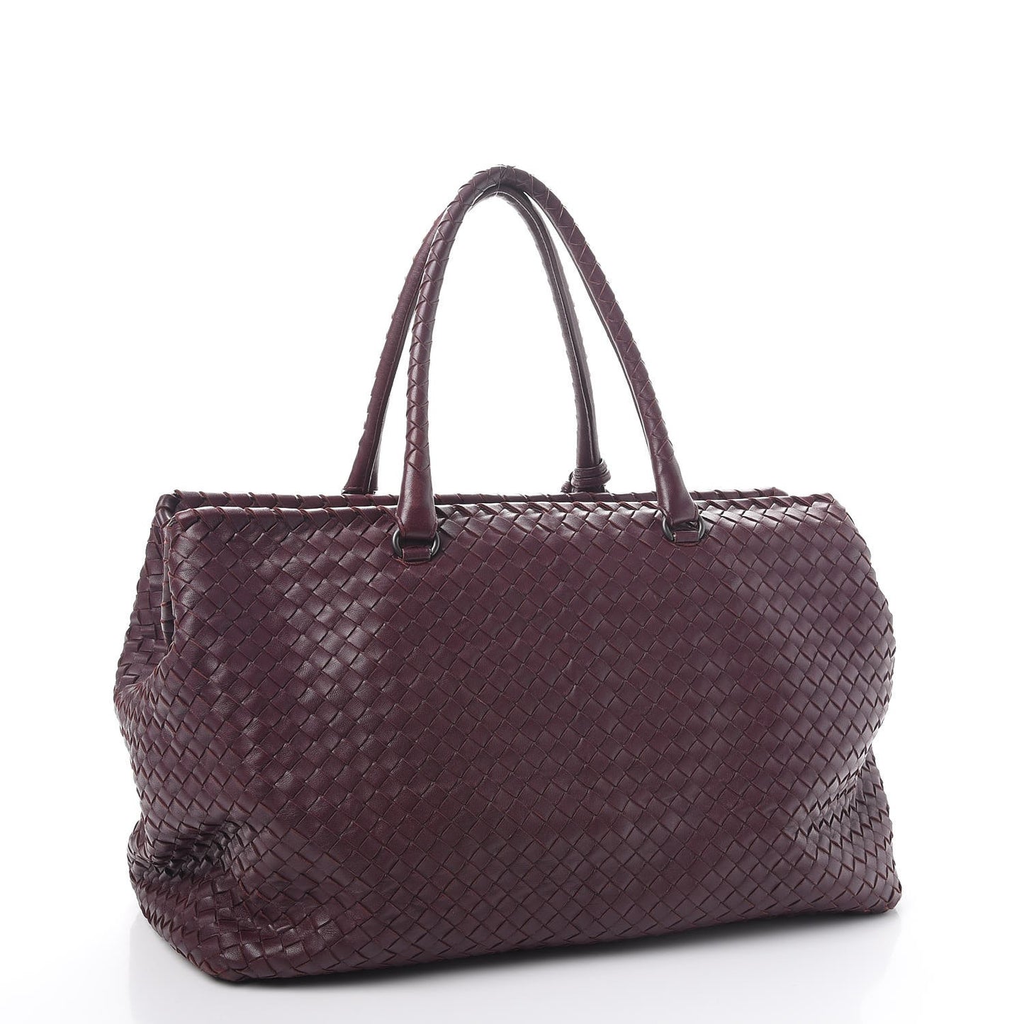 Nappa Intrecciato Brick Tote Aubergine