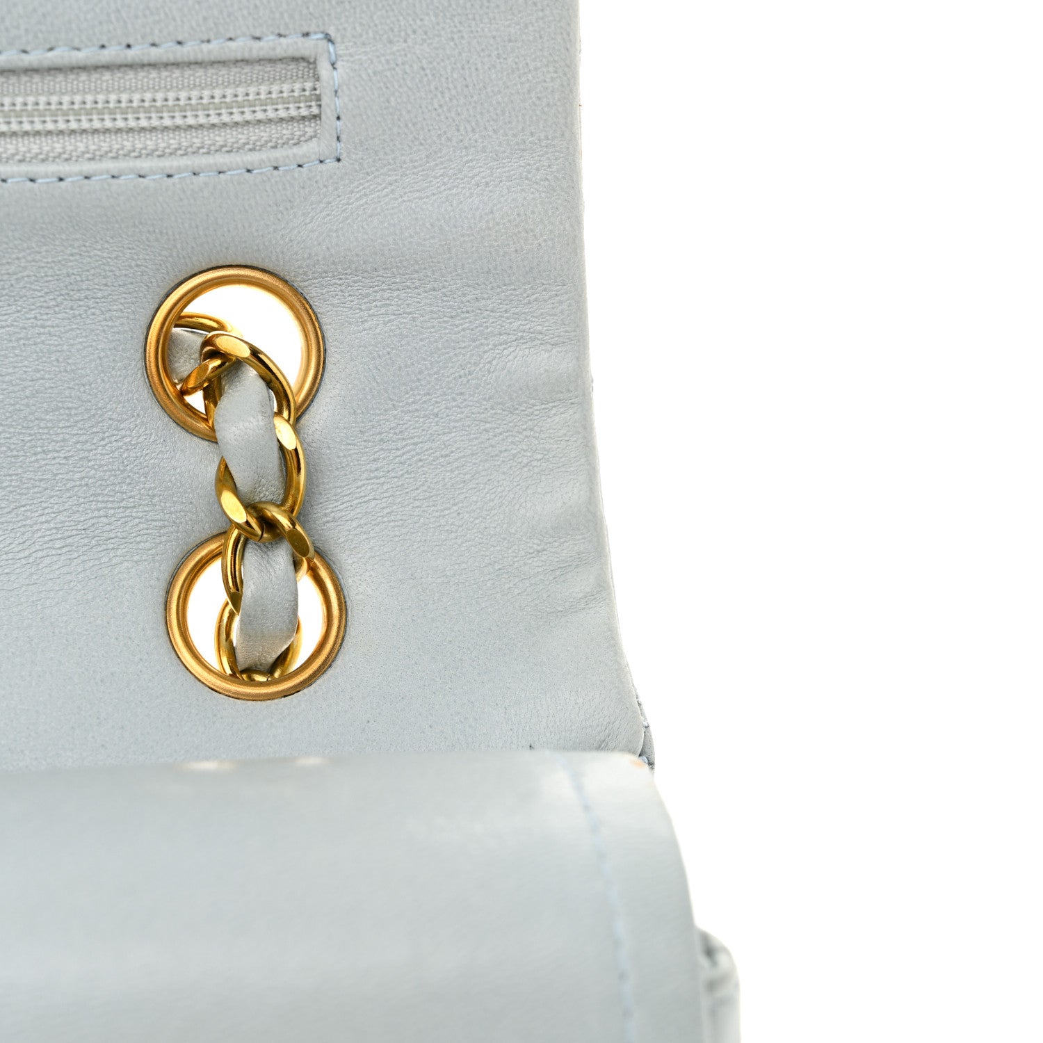 Chanel Lambskin Quilted Medium Double Flap Light Blue 12 of 16