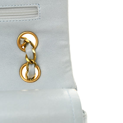 Chanel Lambskin Quilted Medium Double Flap Light Blue 12 of 16