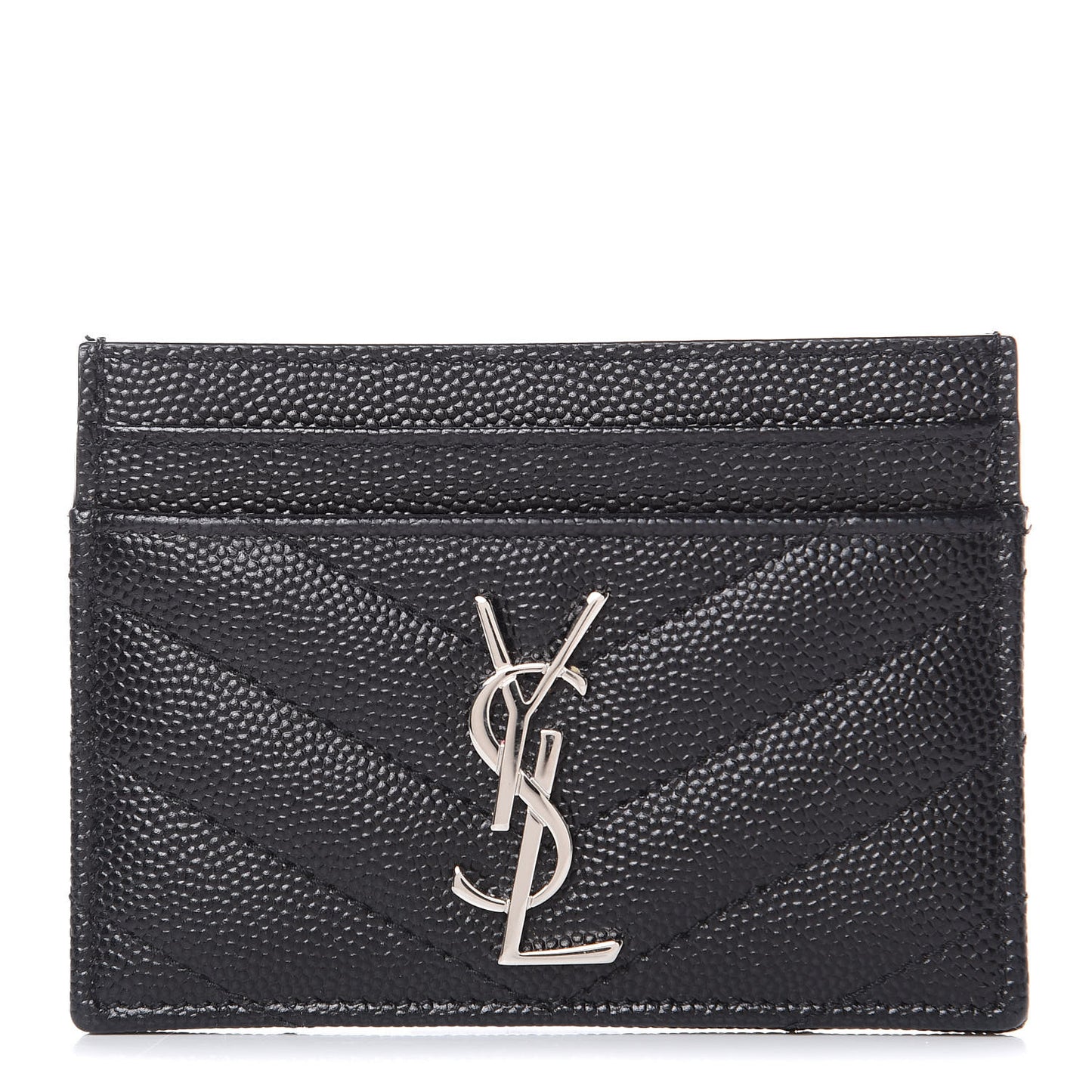 Grain De Poudre Matelasse Chevron Monogram Credit Card Case Black