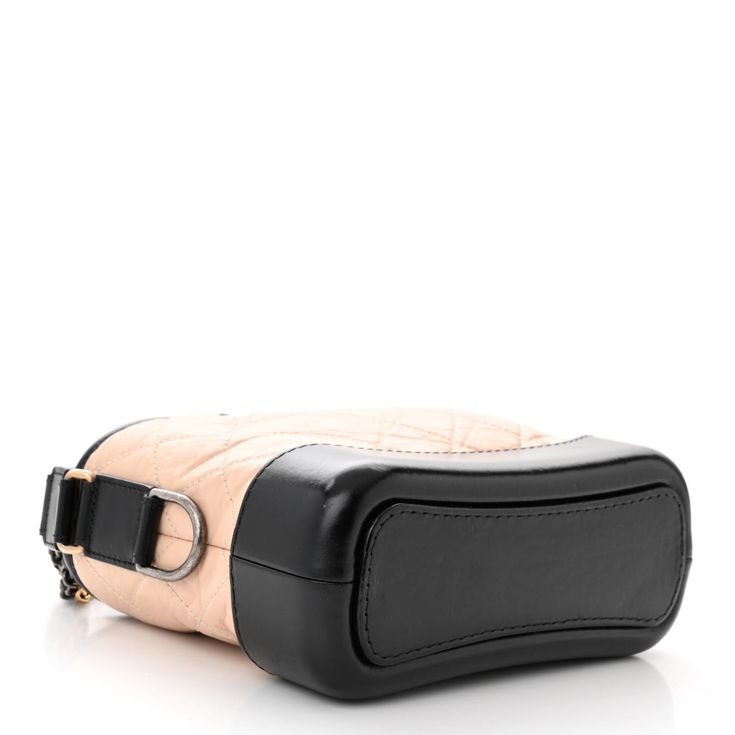 Aged Calfskin Quilted Small Gabrielle Hobo Beige Black