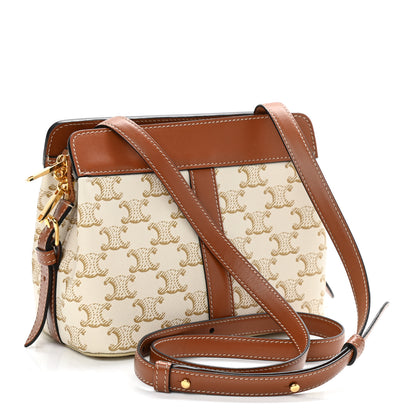 Celine Calfskin Canvas Triomphe Teen Cabas De France White 3 of 10