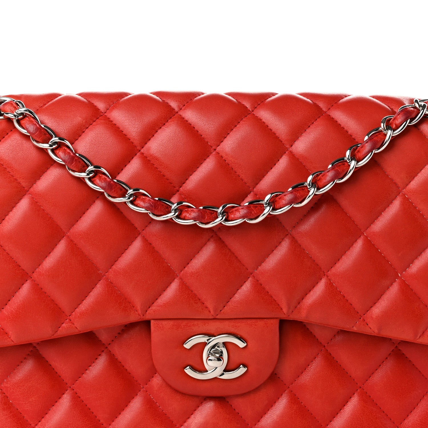 Chanel Lambskin Quilted Jumbo Double Flap Red 8 of 10