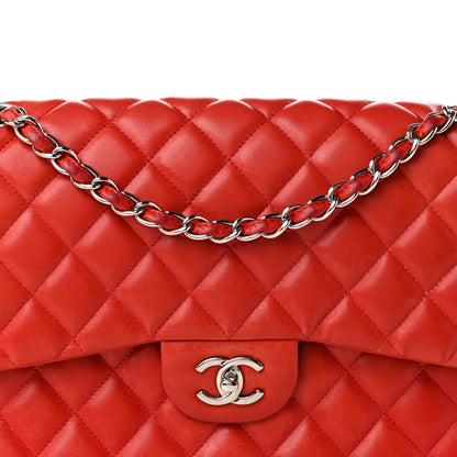 Chanel Lambskin Quilted Jumbo Double Flap Red 8 of 10