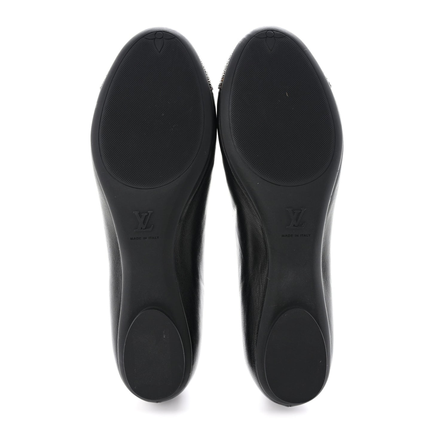 Calfskin Monogram Nylon Bow Ballerina Flats 37 Black