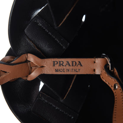 Prada Vitello Intreccio Small Tress Tote Bag Cognac Black 8 of 10