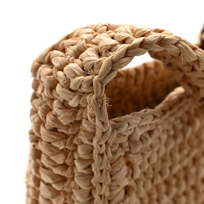 Saint Laurent Raffia Calfskin Le 5 A 7 Mini Hobo Natural Brick 14 of 14