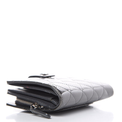 Chanel Striated Patent Quilted Zipped Pocket Wallet Dark Grey 4 of 8