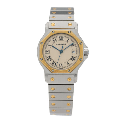Cartier Stainless Steel 18K Yellow Gold 29mm Santos Octagon Quartz Watch 1 of 4