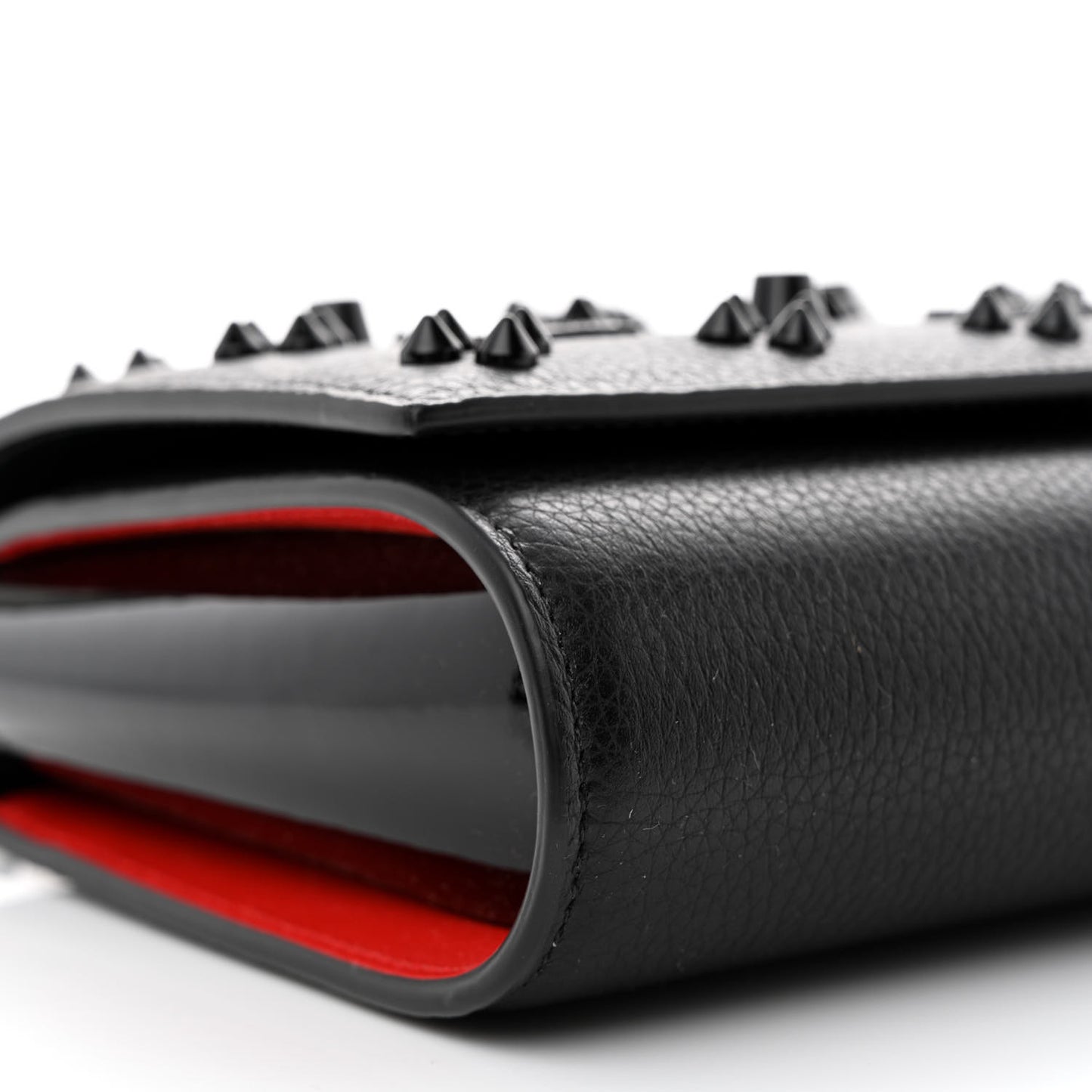 Calfskin Spikes Loubinthesky Paloma Clutch Black