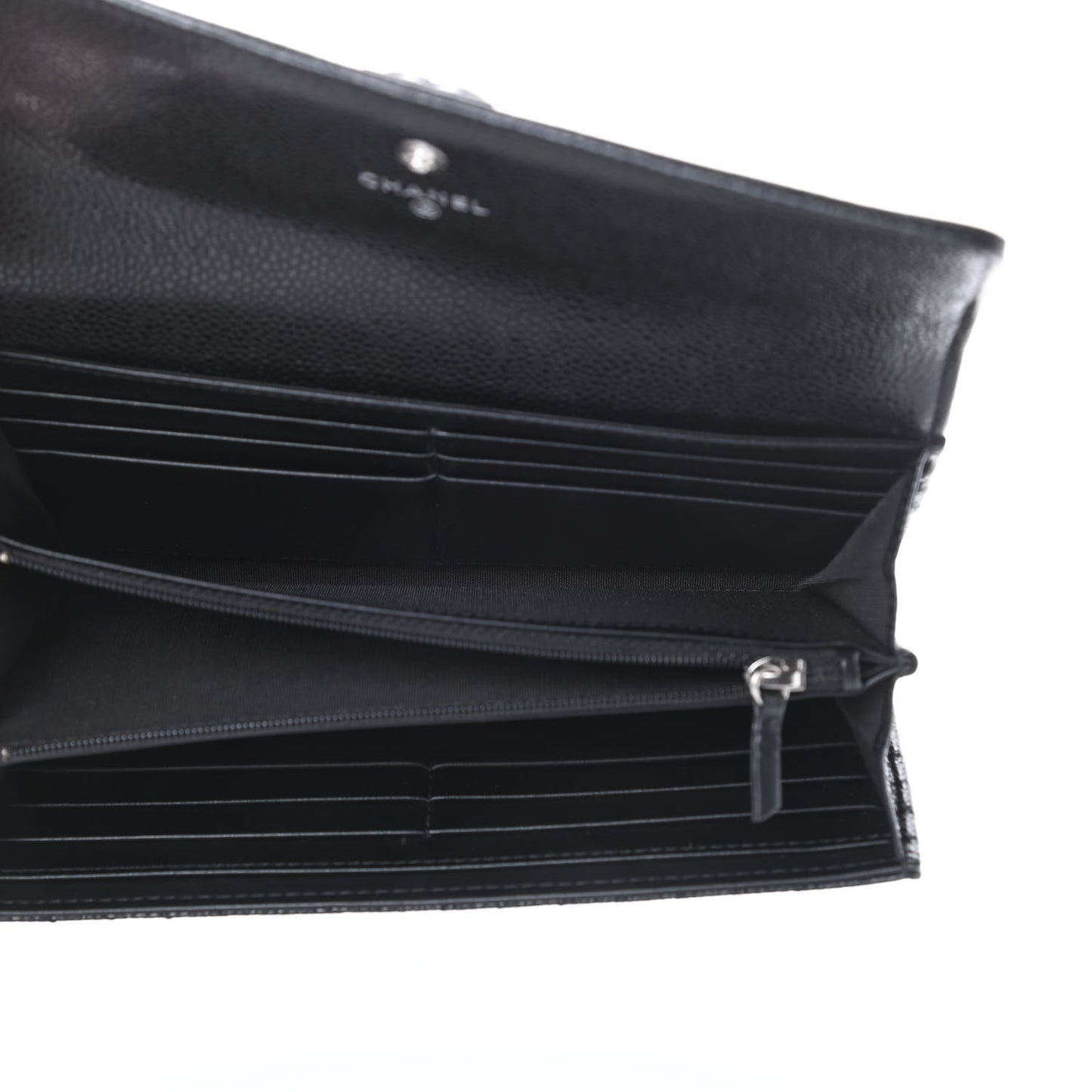 Caviar Chevron Quilted Boy Flap Wallet Black