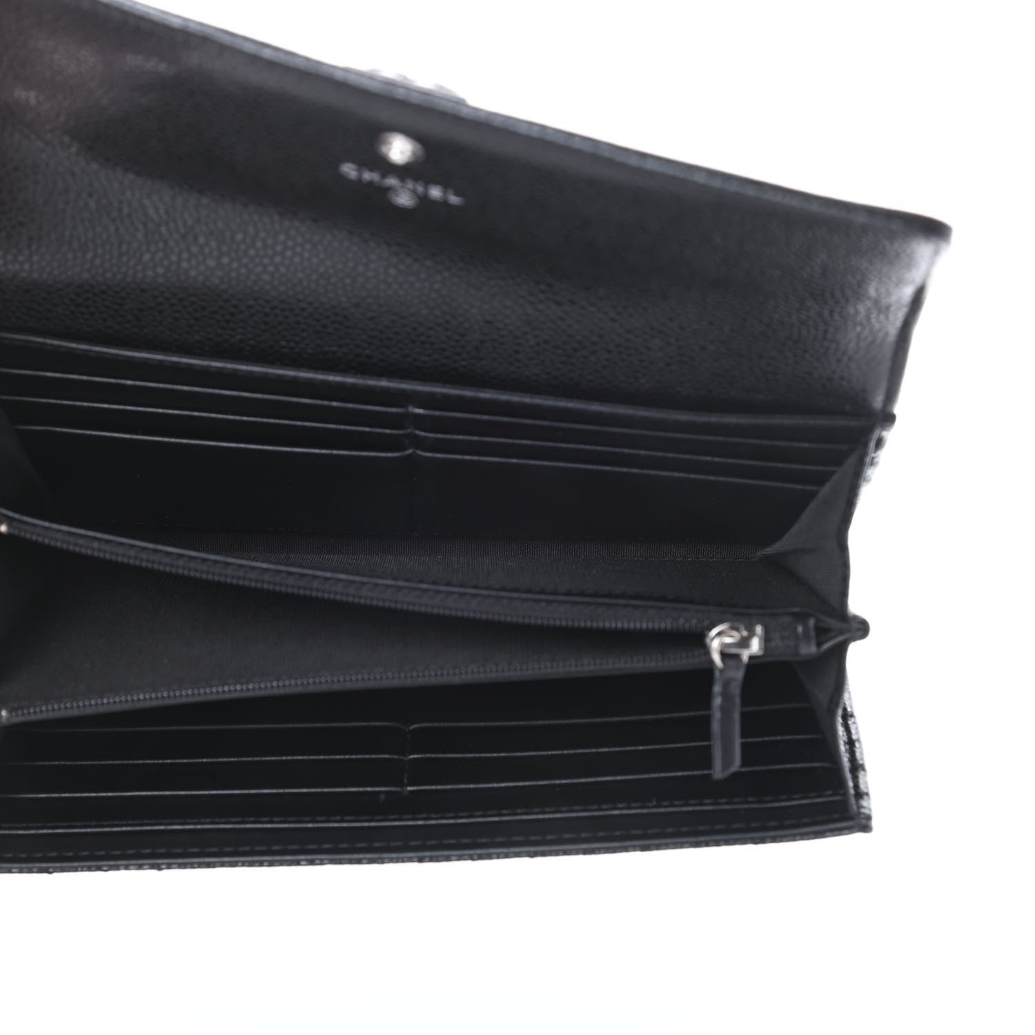 Chanel Caviar Chevron Quilted Boy Flap Wallet Black 5 of 10