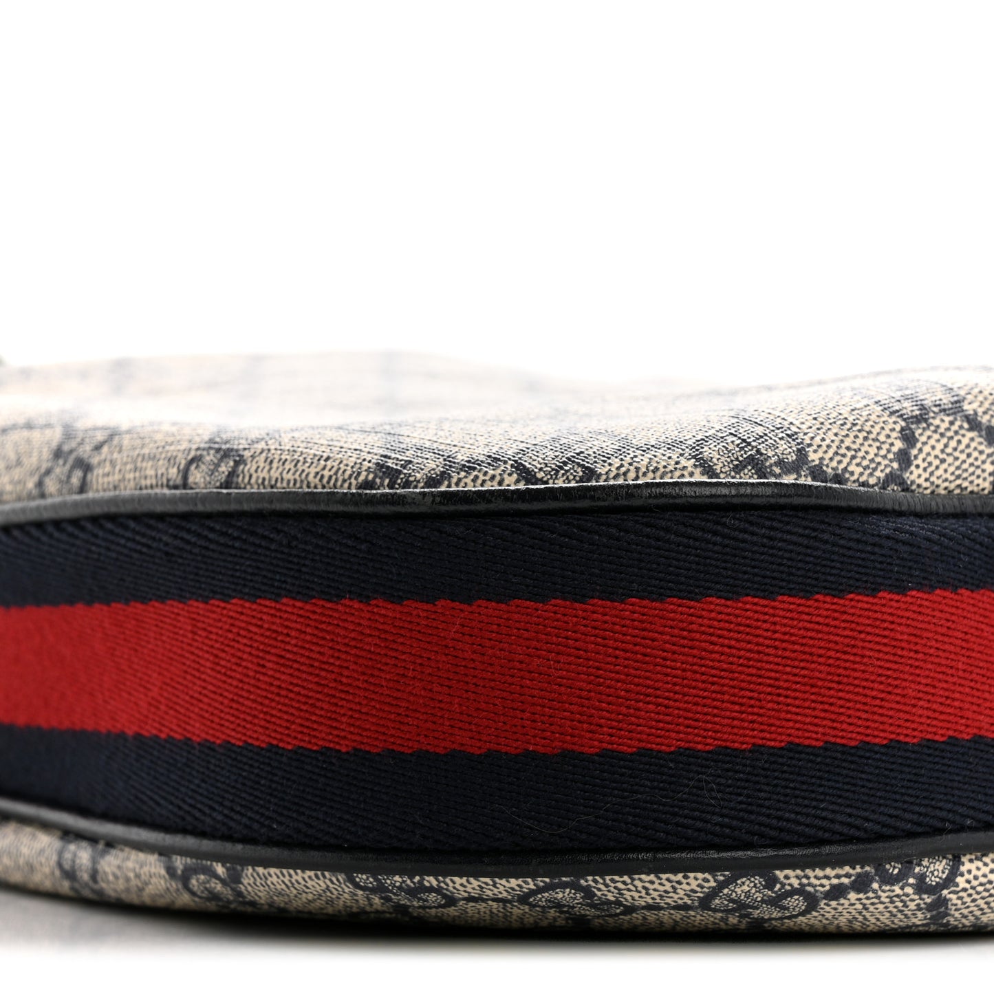 GG Supreme Monogram Textured Calfskin Web Small Attache Shoulder Bag Beige Blue