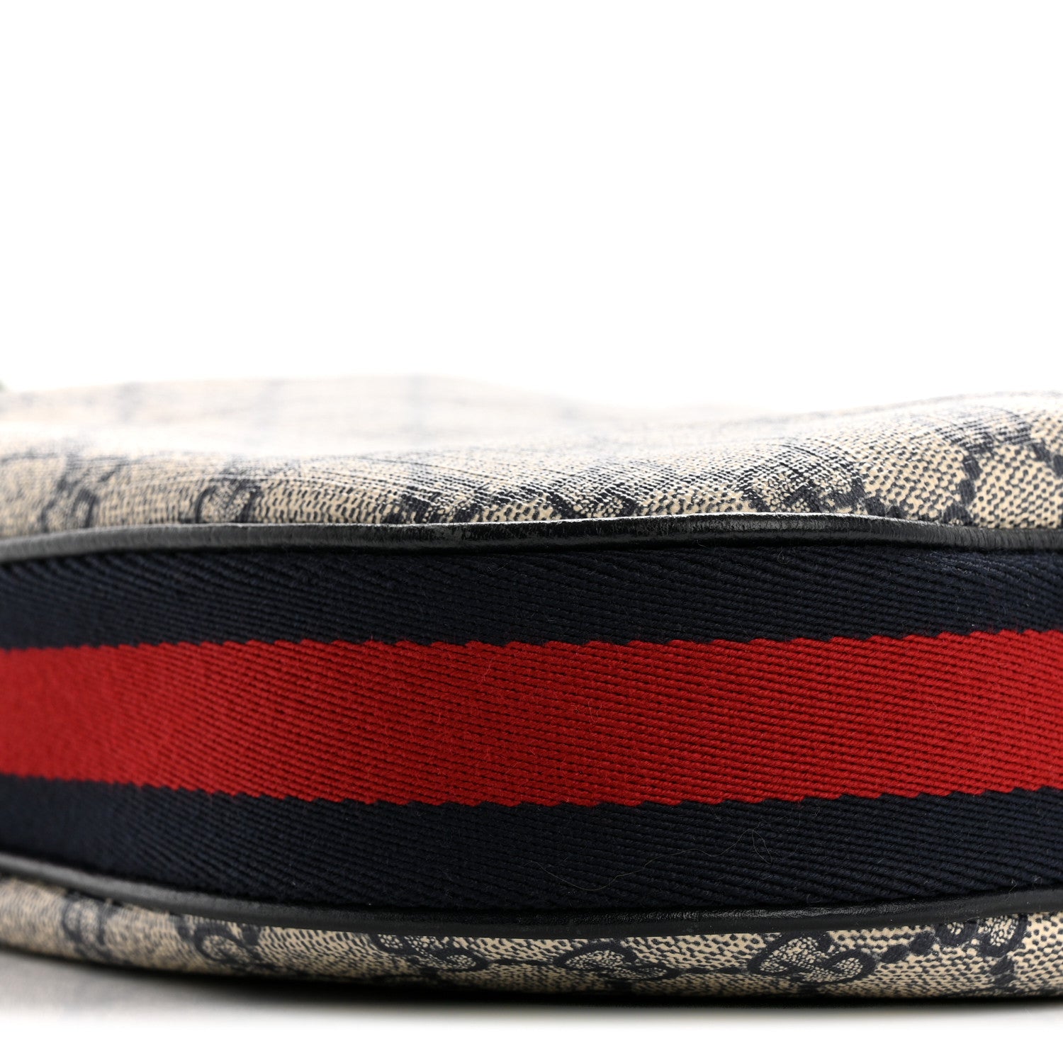 Gucci GG Supreme Monogram Textured Calfskin Web Small Attache Shoulder Bag Beige Blue 9 of 14