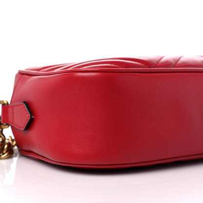 Gucci Calfskin Matelasse Small GG Marmont Chain Shoulder Bag Hibiscus Red 8 of 9